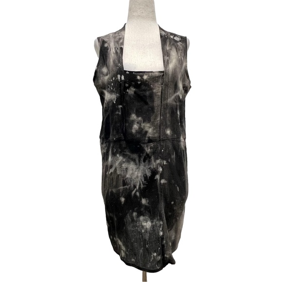 Electric Feathers Tops - Electric Feathers Sleeveless Black Raw Tie Dye Tunic Size Small
